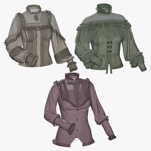 3D 3 female blouse with texture