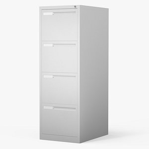 3D Filing Cabinet 4 Drawer Grey