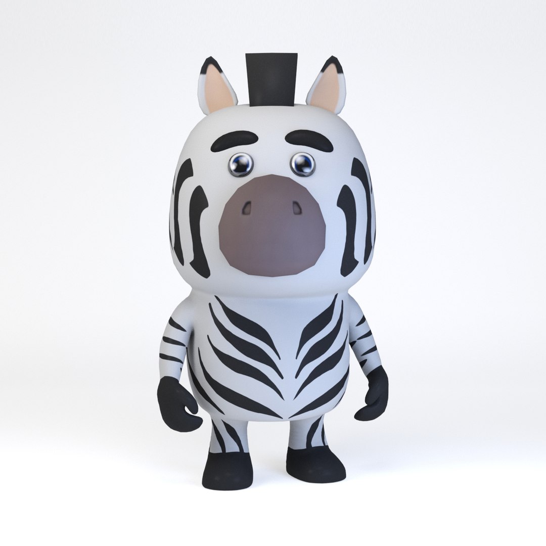 Cartoonish Humanoid Zebra Character 3D Model - TurboSquid 2251585