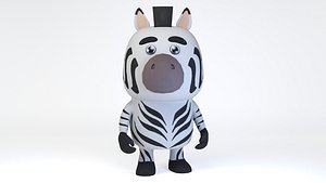 Cartoonish Humanoid Zebra Character 3D model