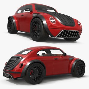 Concept Urban Offroad Coupe Vehicle Red Simplified