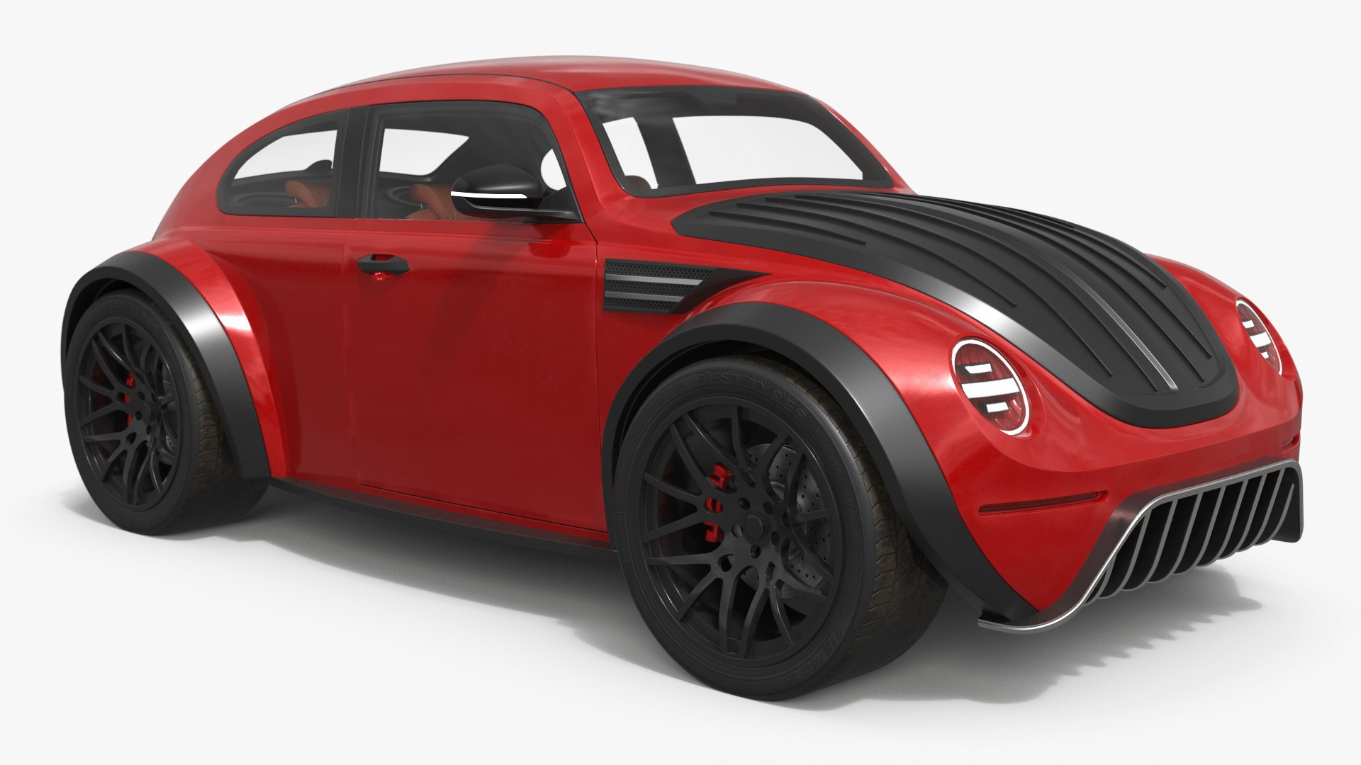 Concept Urban Offroad Coupe Vehicle Red Simplified 3D model preview