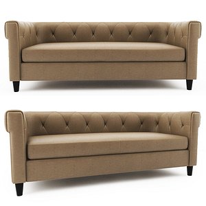 3D chester tufted leather sofa