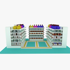 3D supermarket shelve model