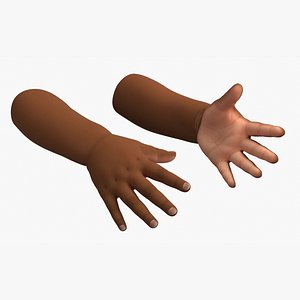 African Baby Hands Rigged for Cinema 4D 3D model