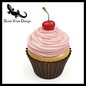 3d model sweet cupcake cherry