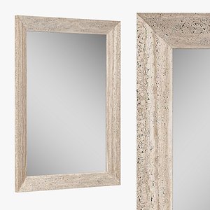 ITALIAN TRAVERTINE BEVELED MIRROR 3D model