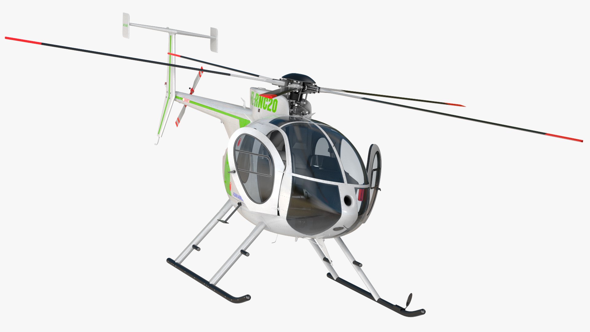 MD 500E Light Utility Civilian Helicopter Rigged 3D model preview
