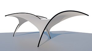 3D Curved Poles Tensile Structure model
