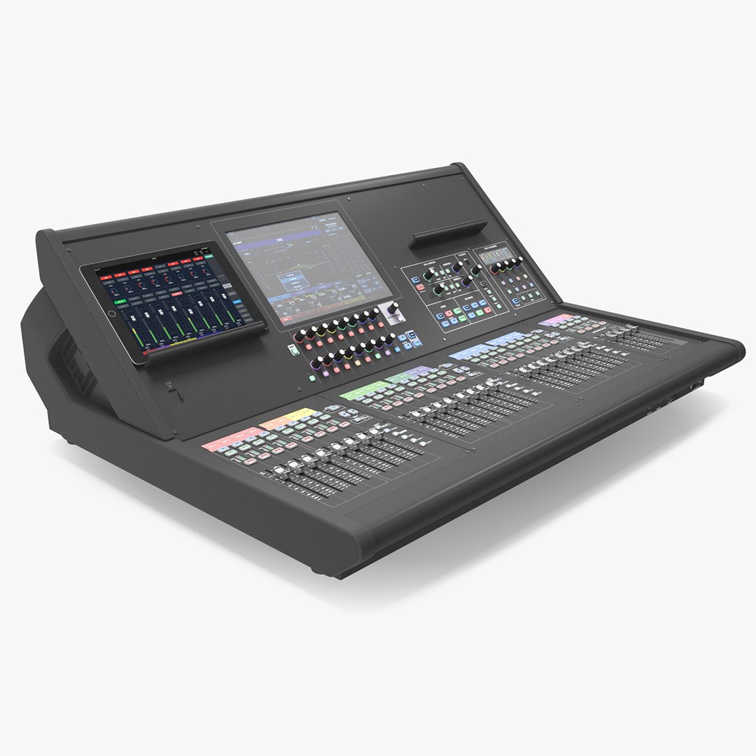 Live Mixing Console Grey Lights On 3D model preview