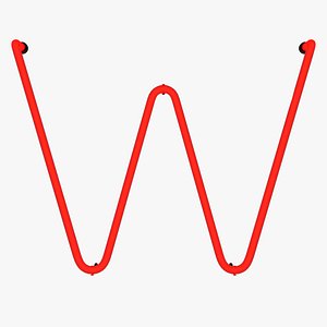 3D Neon Red Alphabet W