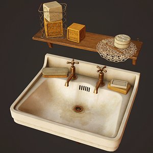 Victorian Sink and Bath Props - PBR Game Ready