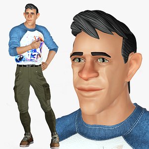 Cartoon Rigged Funny Man-Burns Character 3D Model 3D
