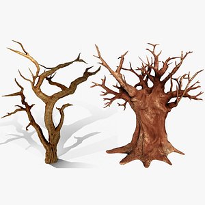 3D baobab acacia trees
