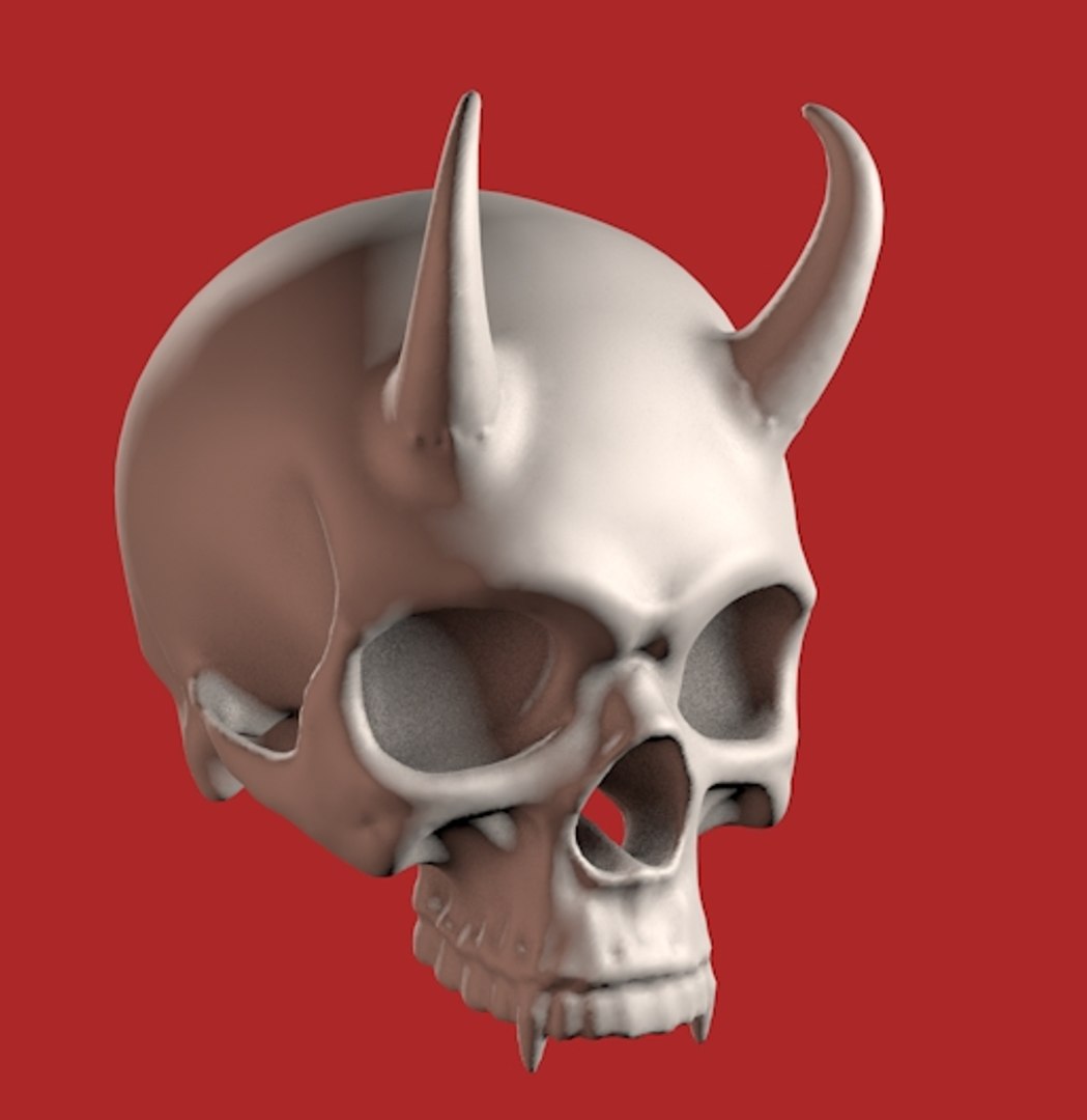 human skull with horns