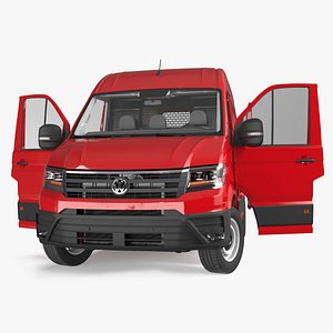 Volkswagen Crafter Van 2024 Red Color Rigged 3D model