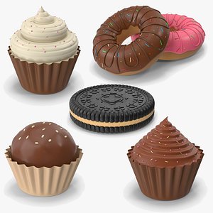 Sweets Cupcakes Cookies Collection 3D model