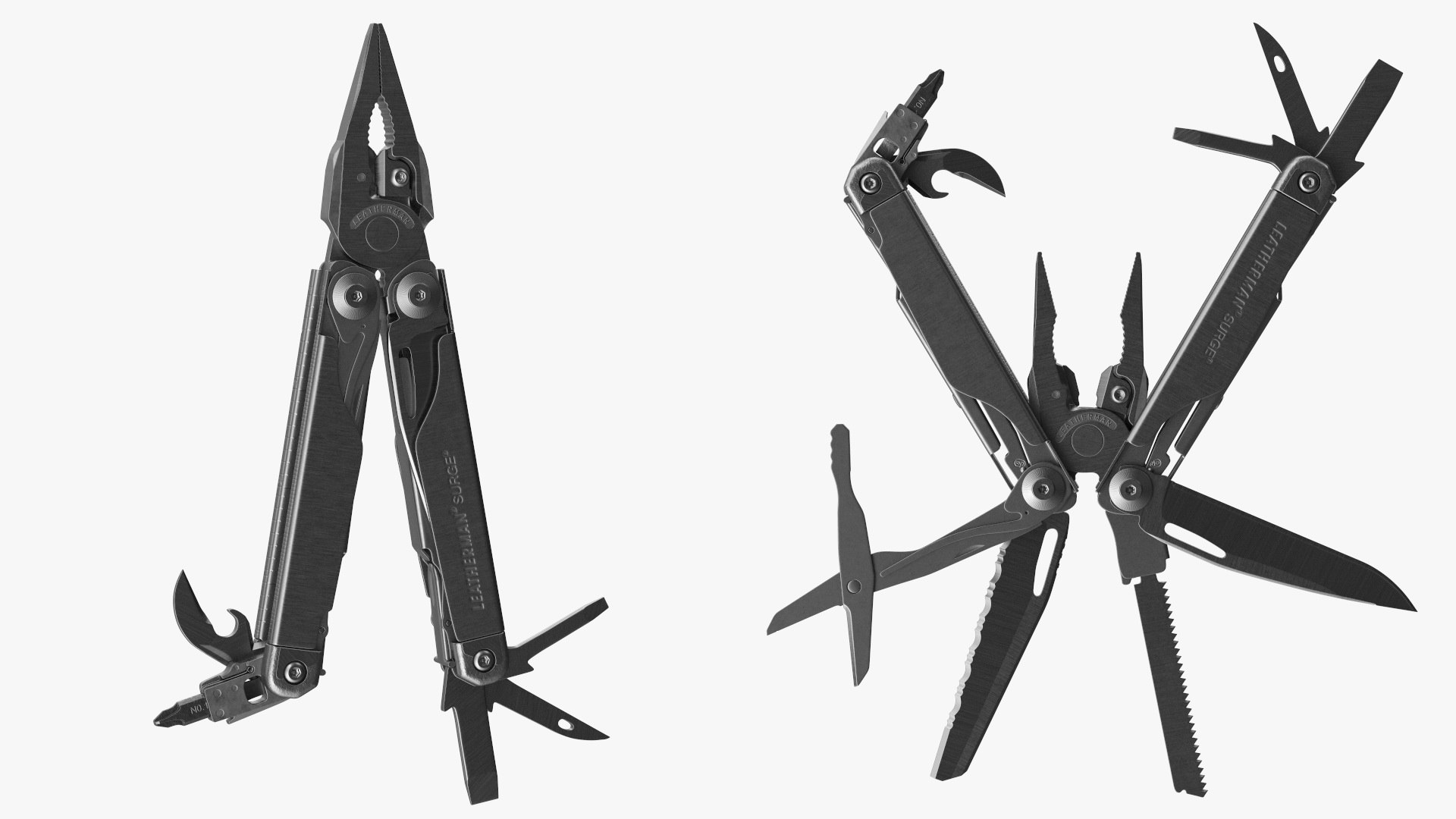 Leatherman Surge Multitool Black Rigged 3D model preview