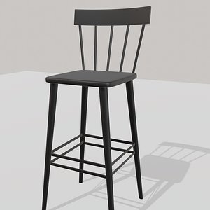 3D model silla de metal negra