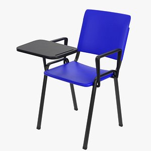 Tablet arm chair with metal frame 3D model