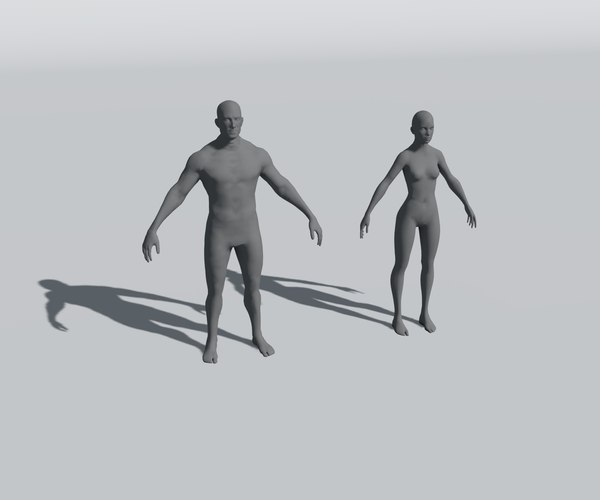 Male and Female Body Base Mesh 28 Animations 3D Model 5k Polygons model