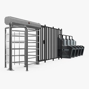Urban Subway Entrance Control Gates Dirty 3D model
