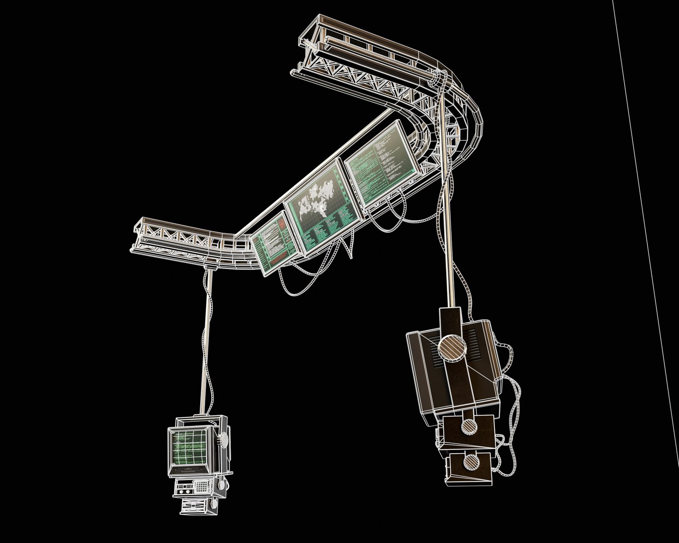 3D Model Sci-Fi Retro Monitors Ceiling Mount - TurboSquid 2403769