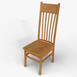 3D Minimalist Oak Wood Chair Realistic 3D Asset
