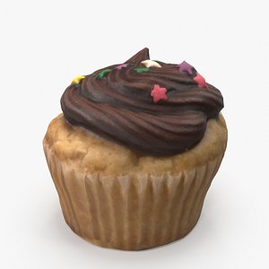 3D model Chocolate Cupcake with Star Sprinkles