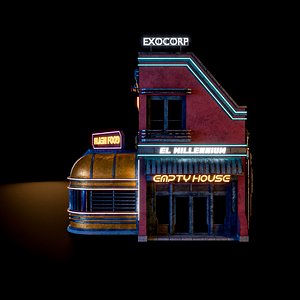 3D model 3D SCIFI CYBERPUNK FUTURISTIC NEON BUILDING 03