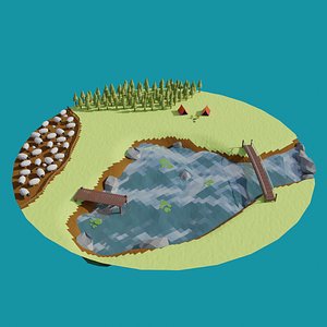 3D Low Poly Cartoon Landspace model