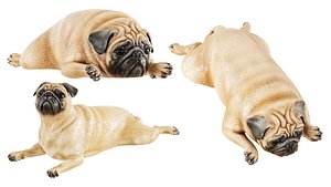 Decorative figurine of two pugs in a funny lying pose