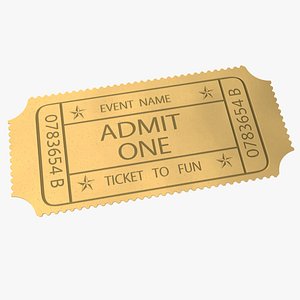 3D Event Admit One Golden Ticket