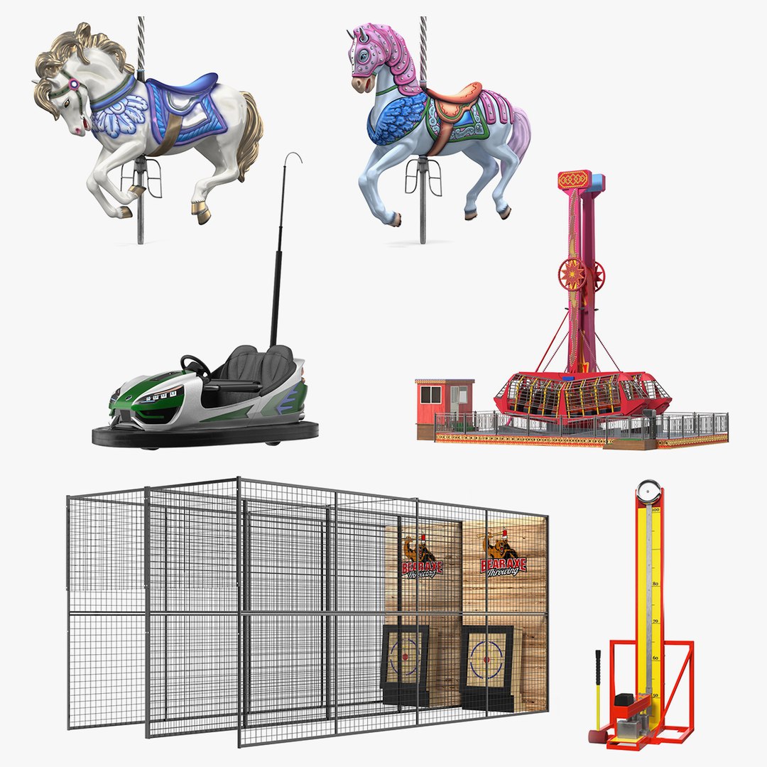 Amusement Park Attractions Collection 3D model preview