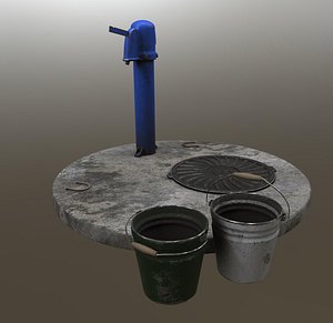 3D old waterpump water