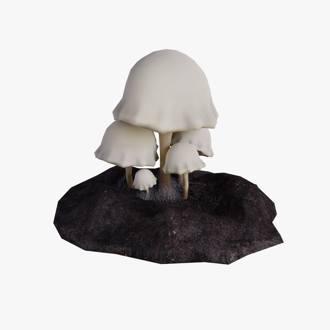 白色梦幻蘑菇3d模型