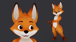 Humanoid Cartoon Fox Animated Character 3D model