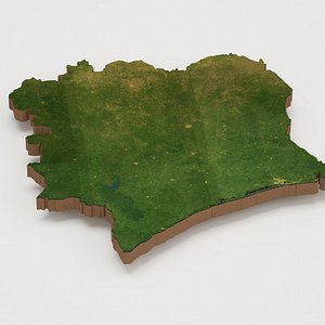 Ivory Coast Realistic 3D Terrain Map