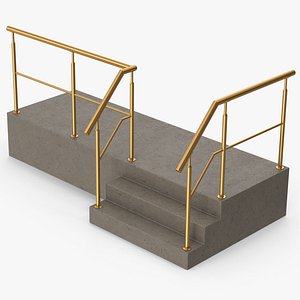 Gold Railings And Concrete Stairs