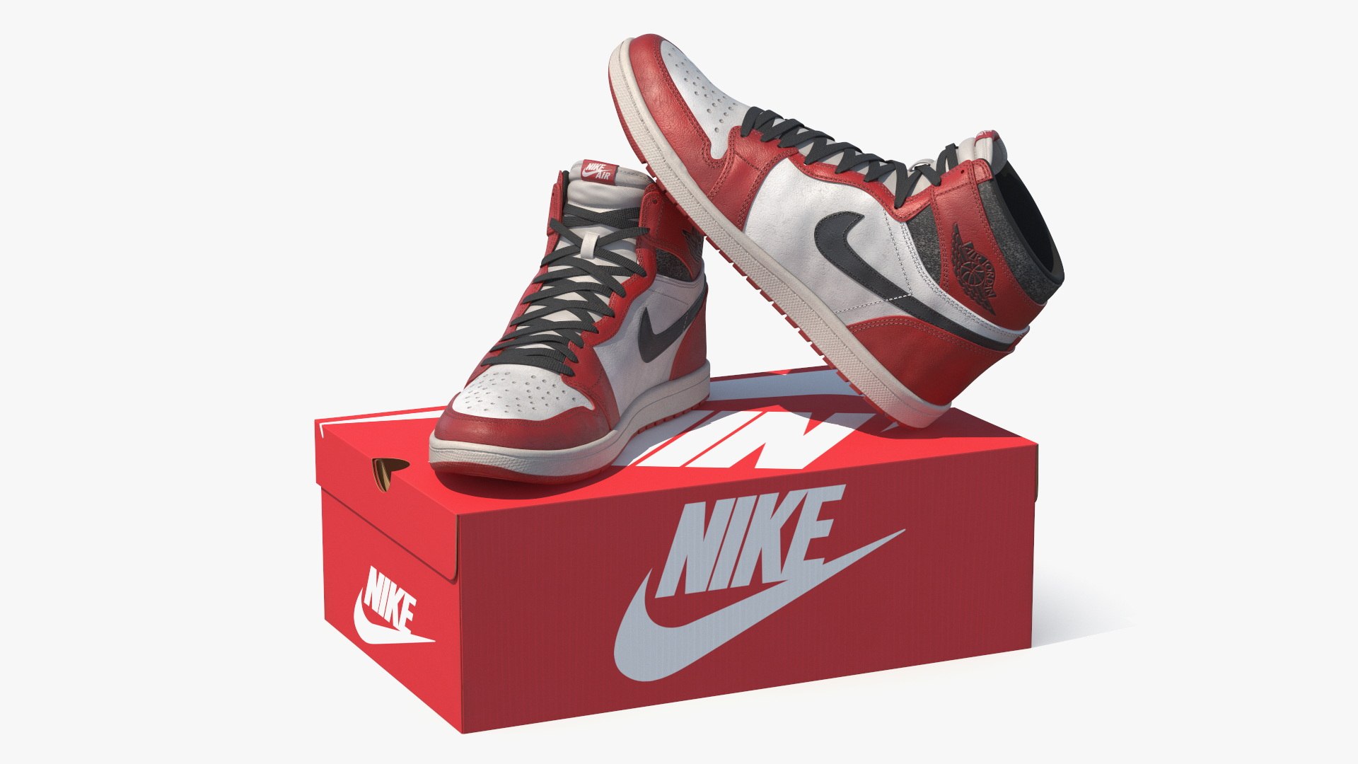 Nike Air Jordan High Basketball Sneakers with Box 3D model preview