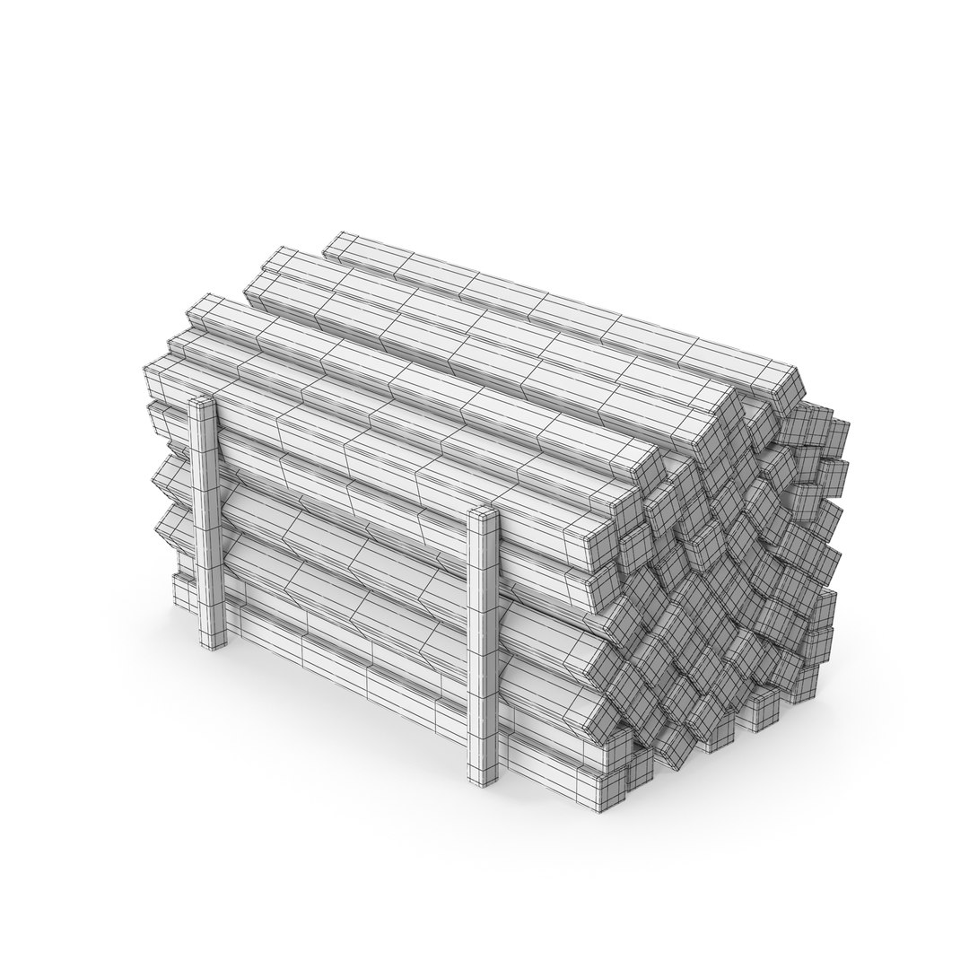 3D Stacked Wood Planks Beams And Pallets TurboSquid 2027405