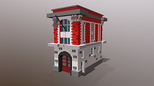 3D Fire Station Low Poly