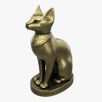 Egyptian Cat Statuette Patinated