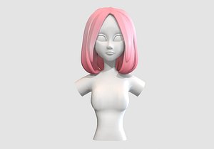 pink cartoon hairstyle model