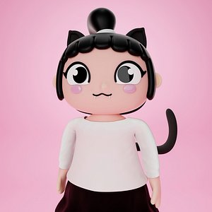 3D chibi catgirl character 3D