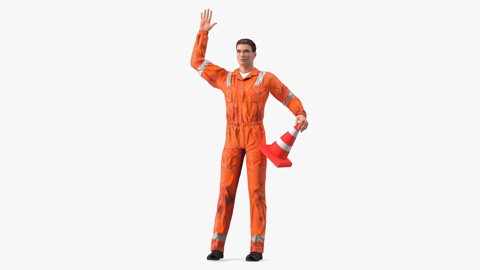 Dirty Road Worker Waves Hand 3D model preview