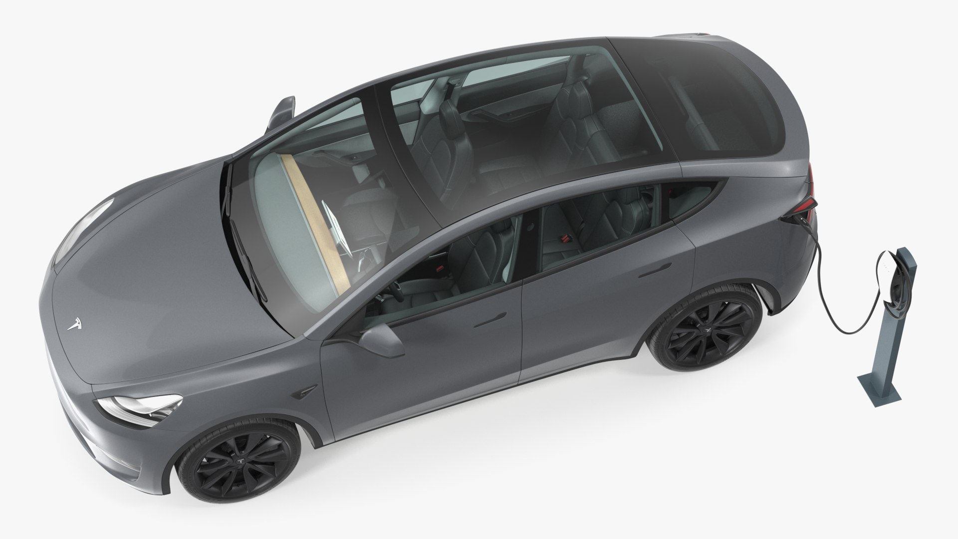 3D model Tesla Model Y Charging with EV Charger Station TurboSquid