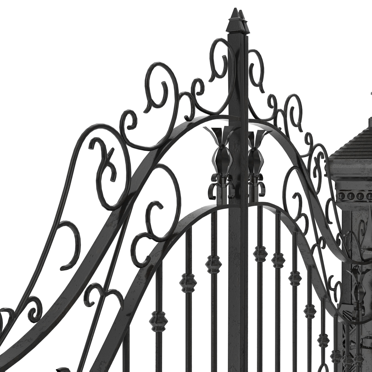 c4d wrought iron fence gate