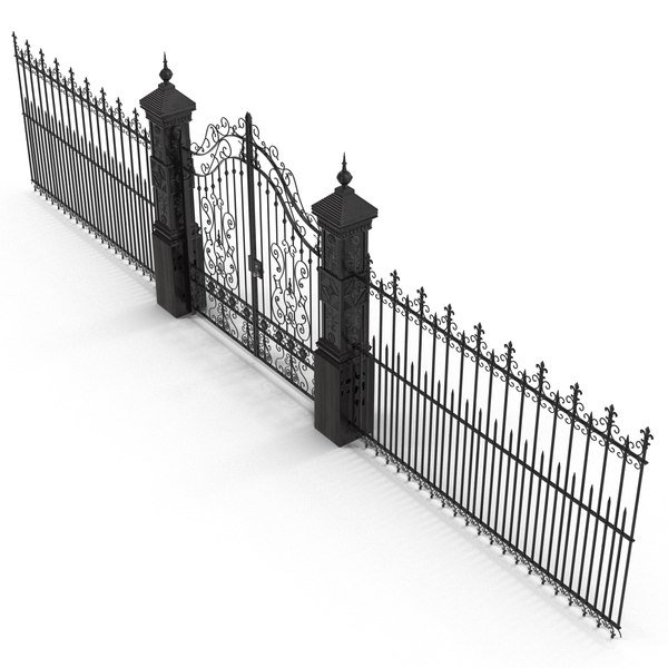 c4d wrought iron fence gate