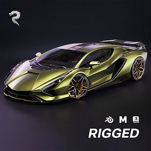 Realistic Supercar 3D Model - Rigged